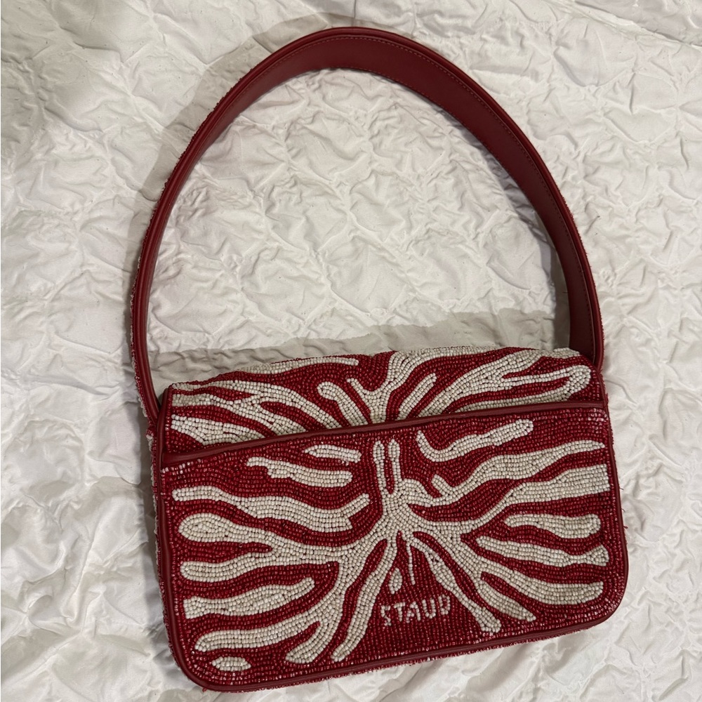 Red and white Staud Zebra bag